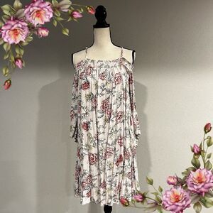 Off shoulder cottagecore floral loose fit dress with straps NWT